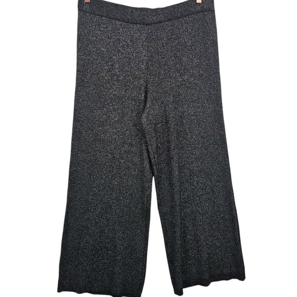 Vila Milano Womens Plus Size 1X Black Silver Metallic Wide Leg Sweater Pants NWT - Picture 1 of 11